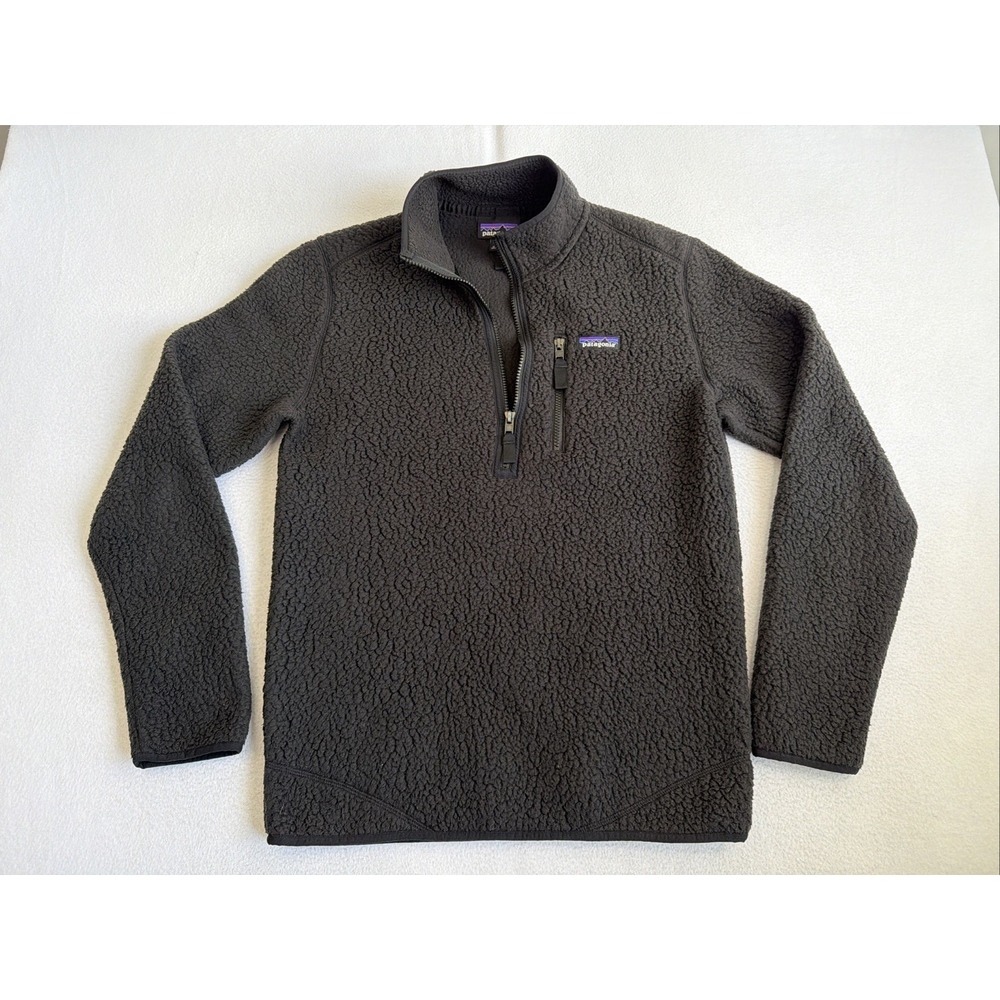 Patagonia Mens Small Black Fleece 1/4 Zip Retro Pile Pullover Anorak 22811